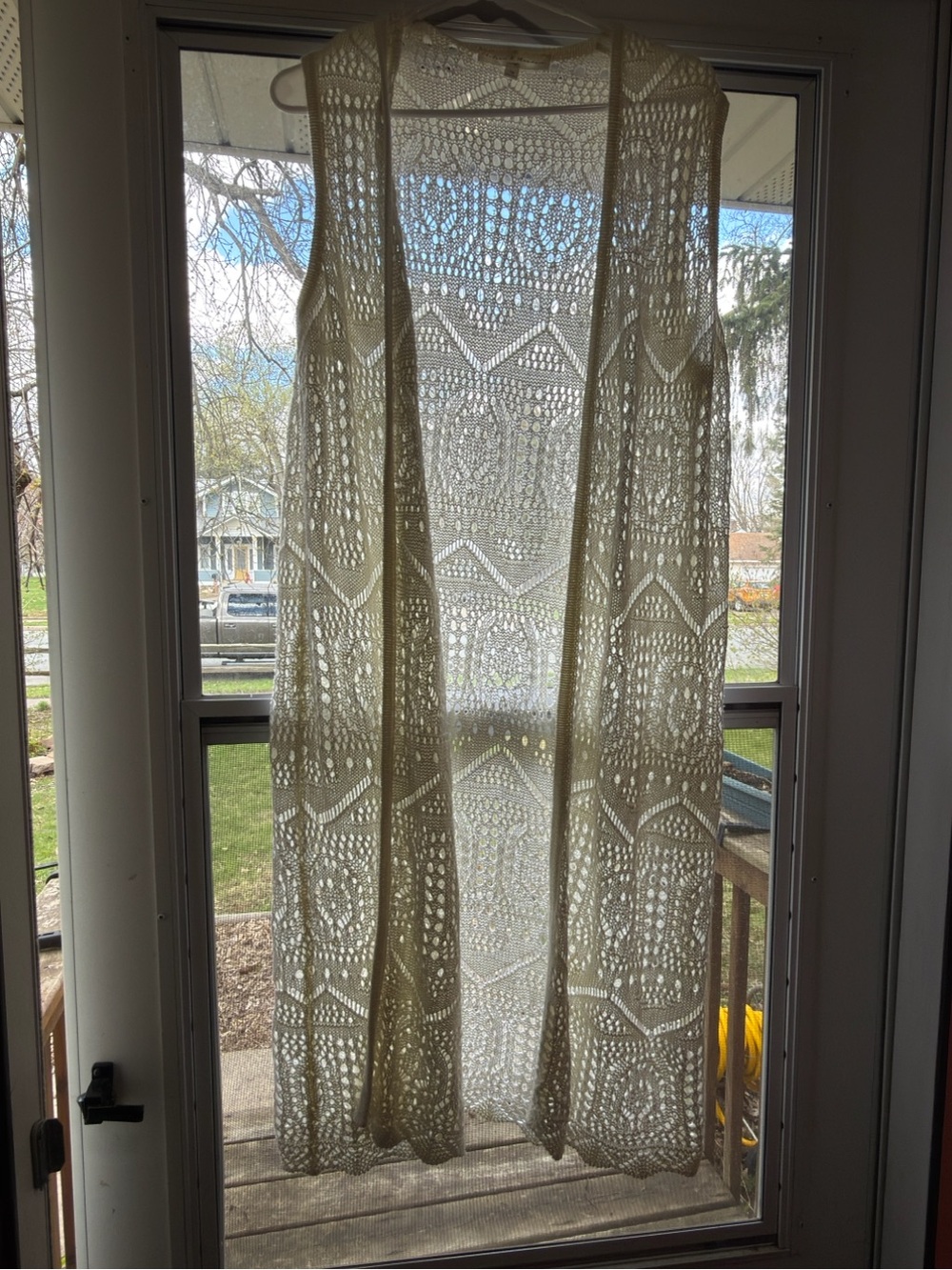 Chelsea & Theodore Cream Crocheted Lace Curtain Panel
